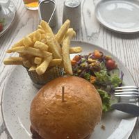 The vegan burger handmade with veggies and beans  at The Lookout Cafe in Victoria Falls
