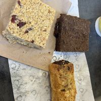 Flapjack, Oreo brownie, and vegan sausage roll  at Grounds Cafe in Rugeley