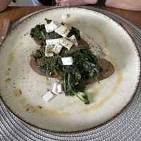 Spinach on toast with vegan feta   at Pavone Cafe in Simi