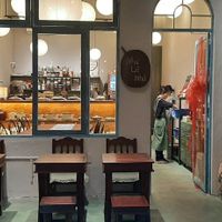 View of the buffet from outdoor at Hoa Gom - Plant-Based Café & Vegan House in Da Nang