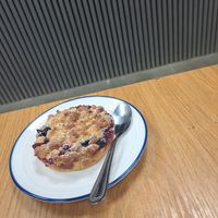 Apple and blackberry crumble at Alterna in Birmingham