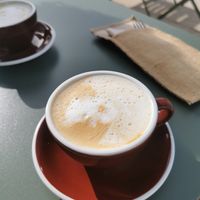 Decaf cappuccino with oat milk at Terço do Meio in Ericeira