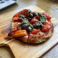Vegan pizza with pesto  at Luigi's in Youghal