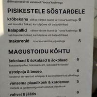 Menu at Söstar Köök & Baar in Kuressaare