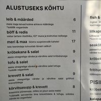 Menu at Söstar Köök & Baar in Kuressaare