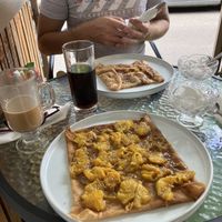 Crepes with orange-ginger filling and banana filling  at Maison des Crêpes in Grand Baie