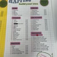 Build your own bowl menu   at Happies in Grimsby