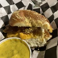 Pretzel “Bacon” Melt (it was a special)  at Vegan Circus  - Pop Up in Grass Valley
