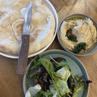 Vegan hummus and pita and salad  at The Colourpatch  in Augusta