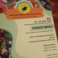 Menu at dinner at The Early Bird & The Sweet Basil in Maitland