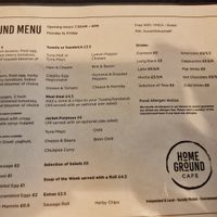 Menu showing vegan breakfast, pancakes and waffles. at HomeGround Café MK in Milton Keynes