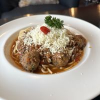 Meatballs and pasta (contains onions)  at Vegan Heaven in Fitzroy