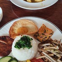 VN Broken Rice & Tofu/Chick'n Malau Satay at Vegan Heaven in Fitzroy