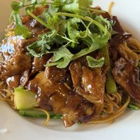 Fried noodles with mock duck  at Vegan Heaven in Fitzroy