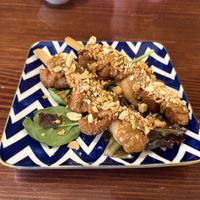 Lions Mane Mushroom Satay skewers   at Vegan Heaven in Fitzroy