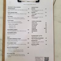 The menu at VERDE in Malmo