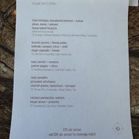 The menu  at Maria in Hobart