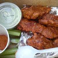 Seitan Buffalo Wing Platter with horseradish ranch dip & celery sticks at Green Medley in Moorestown