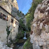 View from seat at La Cascade in Moustiers-sainte-marie