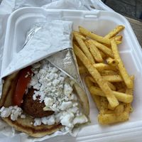 Falafel Pita with Vegan Tzatziki and Feta  at The Greek Spot in Cape Coral