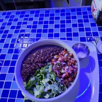 Burrito bowl, yum! at Saltys in Caye Caulker