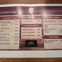 Drinks menu at Maswik Pizza Pub  in Grand Canyon Village