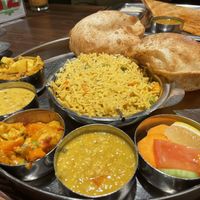 Vegan version of North Indian thali  at Saravana Bhavan in Frankfurt