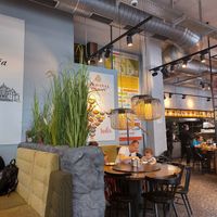Interior of the restaurant at Saravana Bhavan in Frankfurt