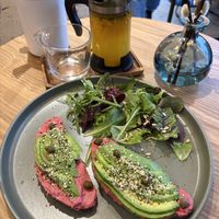 Avocado toast with beetroot hummus #Veganuary at Not Guilty Pleasure in Munich