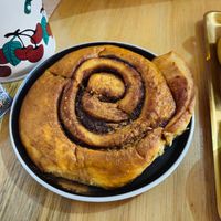 The massive (and super tasty) cinnamon bun!! at Shako Mako Cafe in Norwich