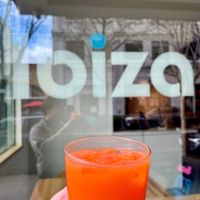 Bunny juice: fresh carrot, orange, ginger juice with lavender  at Ibiza in Santa Cruz