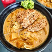 Best selling chicken chop curry noodles, highly recommend at Four Seasons Vegetarian in Kuching