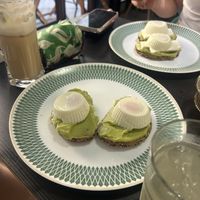 Avocado and eggs on toast  at Happy Eggs in Bucharest