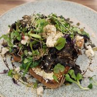Shrooms with vegan feta at Market Organics in North Ipswich