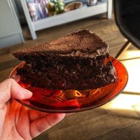 Vegan brownie with cherries  at Chude Ciacho Wrocław in Wroclaw