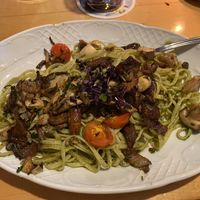 pasta with homemade pesto and mushroom  at Hahnenhof Weinhaus & Restaurant in Mainz