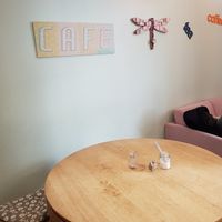 Cafe tables at Choopy's in Antibes