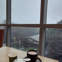 Bit rainy today but big windows and trees outside at Table 26 - Indooroopilly in Indooroopilly
