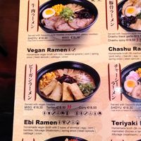 Menu at Ichisin Ramen in Amsterdam