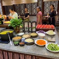 The salad station.  at NénGrén Zhāi Guǎn 能仁斋馆 in Guilin