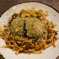 Mushroom & Lentil Linguine at Dylan's in Conwy