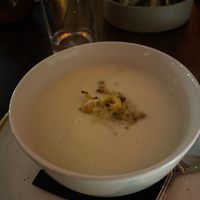 Spiced Cauliflower soup with Coriander at The Hidden Chapel Restaurant in Conwy