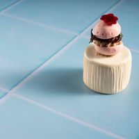 Beetroot and mushroom macaron at Elements in Bearsden