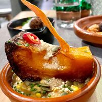 Cazuela de calabaza asada con humita. #Veganuary at MEZZE in Granada