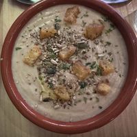 Shiitake cream with croutons  at MEZZE in Granada