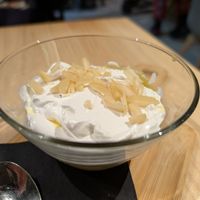 Lemon cream dessert at MEZZE in Granada