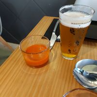 Gazpacho ofrecido + cerveza at MEZZE in Granada