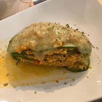 Lasaña de calabacín y soja texturizada #Veganuary at Carmen Gastro Bar Gin Club in Badajoz