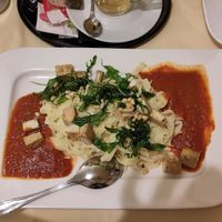 Tagliatelle with smoked tofu and tomato sauce at Gasthof Seitner in Feldkirchen In Kaernten