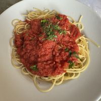 Tomato Spaghettii  at Dreizinnenhütte Rifugio Antonio Locatelli - S. Innerkofler in Sesto